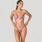 Bandeau Bikini Set with Keyhole Front and High Leg Bottoms in Checkered Texture Fabric