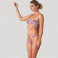 Bandeau Bikini Set with Keyhole Front and High Leg Bottoms in Checkered Texture Fabric