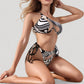 One Shoulder Bikini Set with Mesh Cutout Detail and Adjustable Tie Side Bottoms