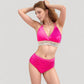 High Waist Bikini Set with Crochet Waistband and Halter V Neck Top