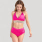 High Waist Bikini Set with Crochet Waistband and Halter V Neck Top
