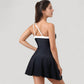 One Shoulder Swim Dress with Contrast Trim and Side Tie Detail
