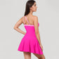 One Shoulder Swim Dress with Contrast Trim and Side Tie Detail