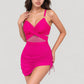 Ruched One Piece Swim Dress with Mesh Waist Detail and Adjustable Side Drawstring