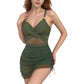 Ruched One Piece Swim Dress with Mesh Waist Detail and Adjustable Side Drawstring