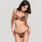 Colorful Print Bikini Set with Crisscross Front Top and Adjustable Side Tie Bottoms