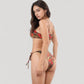 Colorful Print Bikini Set with Crisscross Front Top and Adjustable Side Tie Bottoms