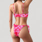Colorful Print Bikini Set with Crisscross Front Top and Adjustable Side Tie Bottoms