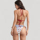 Cherry Print Triangle Bikini Set with Ruched Cups and Red Tie Side Bottoms
