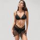 Mesh Panel Bikini Set with Adjustable Triangle Top and Mid-Rise Bottoms