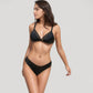 Mesh Panel Bikini Set with Adjustable Triangle Top and Mid-Rise Bottoms