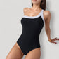 One Shoulder One Piece Swimsuit with Asymmetrical Neckline and Contrast Trim Design