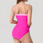 One Shoulder One Piece Swimsuit with Asymmetrical Neckline and Contrast Trim Design