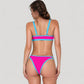 Two Piece Bikini Set with Cutout Front Detail and Contrast Trim Strappy Design