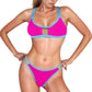 Two Piece Bikini Set with Cutout Front Detail and Contrast Trim Strappy Design