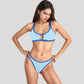 Two Piece Bikini Set with Cutout Front Detail and Contrast Trim Strappy Design