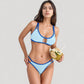 Two Piece Bikini Set with Cutout Front Detail and Contrast Trim Strappy Design