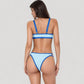 Two Piece Bikini Set with Cutout Front Detail and Contrast Trim Strappy Design