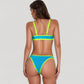Two Piece Bikini Set with Cutout Front Detail and Contrast Trim Strappy Design