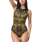 Tribal Print One Piece Swimsuit with High Neckline and Sculpting Silhouette