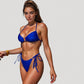 Triangle Bikini Set with Halter Top O-Ring Detail and Adjustable Side Tie Bottoms