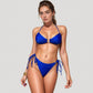Triangle Bikini Set with Halter Top O-Ring Detail and Adjustable Side Tie Bottoms