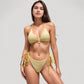 Textured Triangle Bikini Set with Front Bow Detail and Adjustable Side Tie Bottoms
