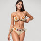 Crochet Detail Triangle Bikini Set with Adjustable Ties and Floral Knit Accents