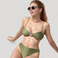 Ring Front Bikini Top with Adjustable Straps and Tropical Leaf Print Sarong Cover-Up Skirt