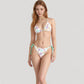 Ribbed Triangle Bikini Set with Floral Print and Adjustable Tie Straps on Top and Bottom