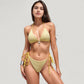 Textured Triangle Bikini Set with Decorative Bow Detail and Adjustable Tie Side Bottoms