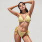 Textured Triangle Bikini Set with Decorative Bow Detail and Adjustable Tie Side Bottoms