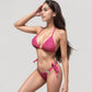 Ruched Triangle Bikini Set with Jeweled Side Hardware and Adjustable Tie Closures
