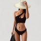 One Shoulder Cutout Monokini Swimsuit with Asymmetrical Top and High Leg Bottom