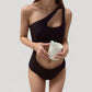 One Shoulder Cutout Monokini Swimsuit with Asymmetrical Top and High Leg Bottom