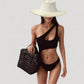 One Shoulder Cutout Monokini Swimsuit with Asymmetrical Top and High Leg Bottom