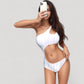 One Shoulder Cutout Monokini Swimsuit with Asymmetrical Top and High Leg Bottom