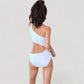 One Shoulder Cutout Monokini Swimsuit with Asymmetrical Top and High Leg Bottom
