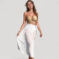 Bikini Top with Jewel Ring Accents and Sheer Wrap Skirt Cover-Up Set