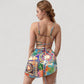 Printed Bikini with Wrap Tie Straps and Matching Side Tie Mini Skirt Cover-Up