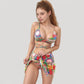 Printed Bikini with Wrap Tie Straps and Matching Side Tie Mini Skirt Cover-Up