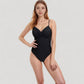 One Piece Swimsuit with Ruched Waist and V-Neck Wrap Front Adjustable Spaghetti Straps