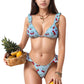 Cherry Print Bikini Set with Triangle Top and Ruffle Strap Detail High Cut Bottom