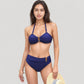 High Waist Bikini Set with Shell-Inspired Ring Detail and Adjustable Halter Strap