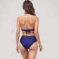 High Waist Bikini Set with Shell-Inspired Ring Detail and Adjustable Halter Strap