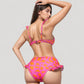 Ruffled Strap Bikini 3 Pcs Set with High Waist Bottom and Bold Abstract Print