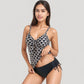 Tankini Top with Front Tie and Adjustable Side Bottoms Two Piece Swimsuit