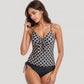 Tankini Top with Front Tie and Adjustable Side Bottoms Two Piece Swimsuit