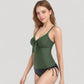Tankini Top with Front Tie and Adjustable Side Bottoms Two Piece Swimsuit