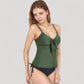 Tankini Top with Front Tie and Adjustable Side Bottoms Two Piece Swimsuit